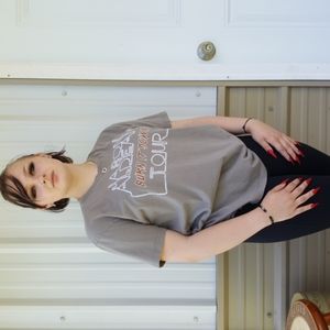 Tour Tee Jason Aldean 2015 'Burn It Down' Tour Grey Graphic T-shirt